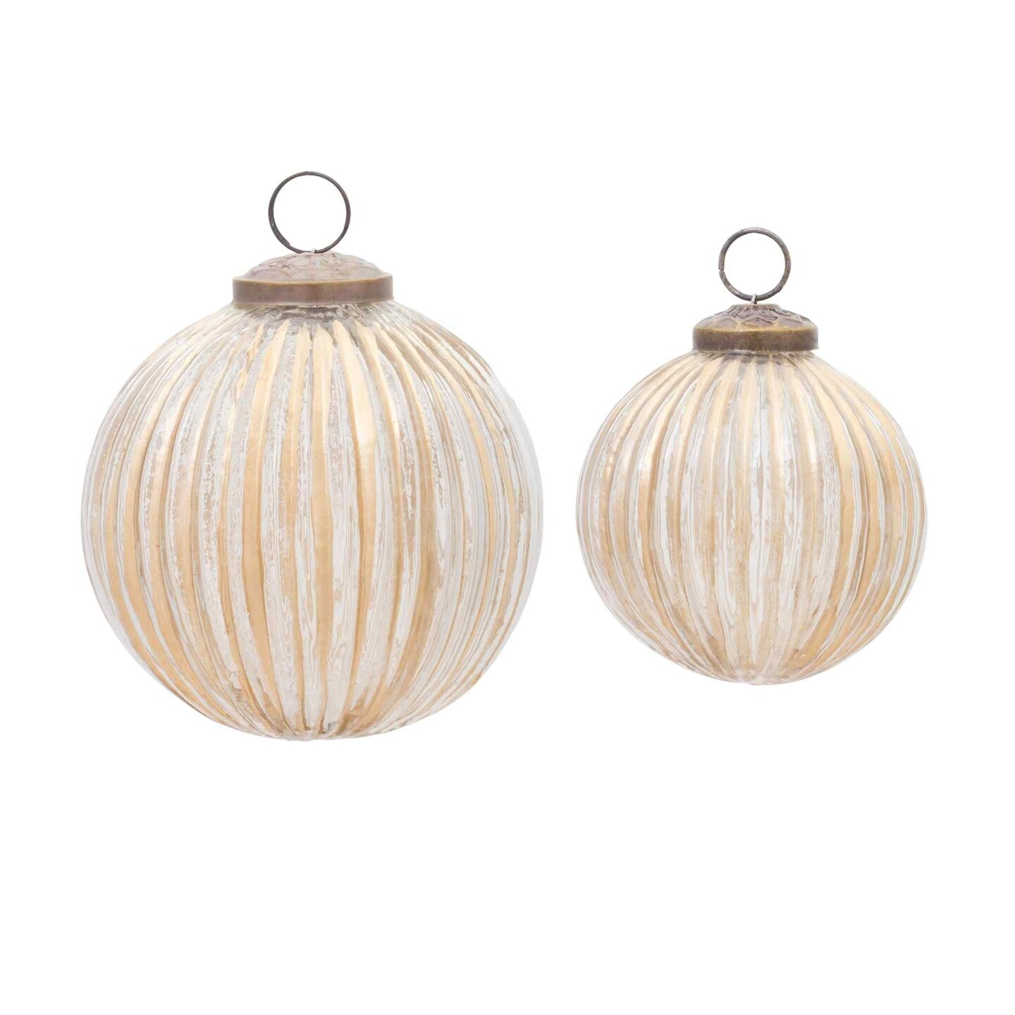 Melrose 12ct Gold Ribbed Glass Christmas Ball Ornaments 4&#x22; (101mm)