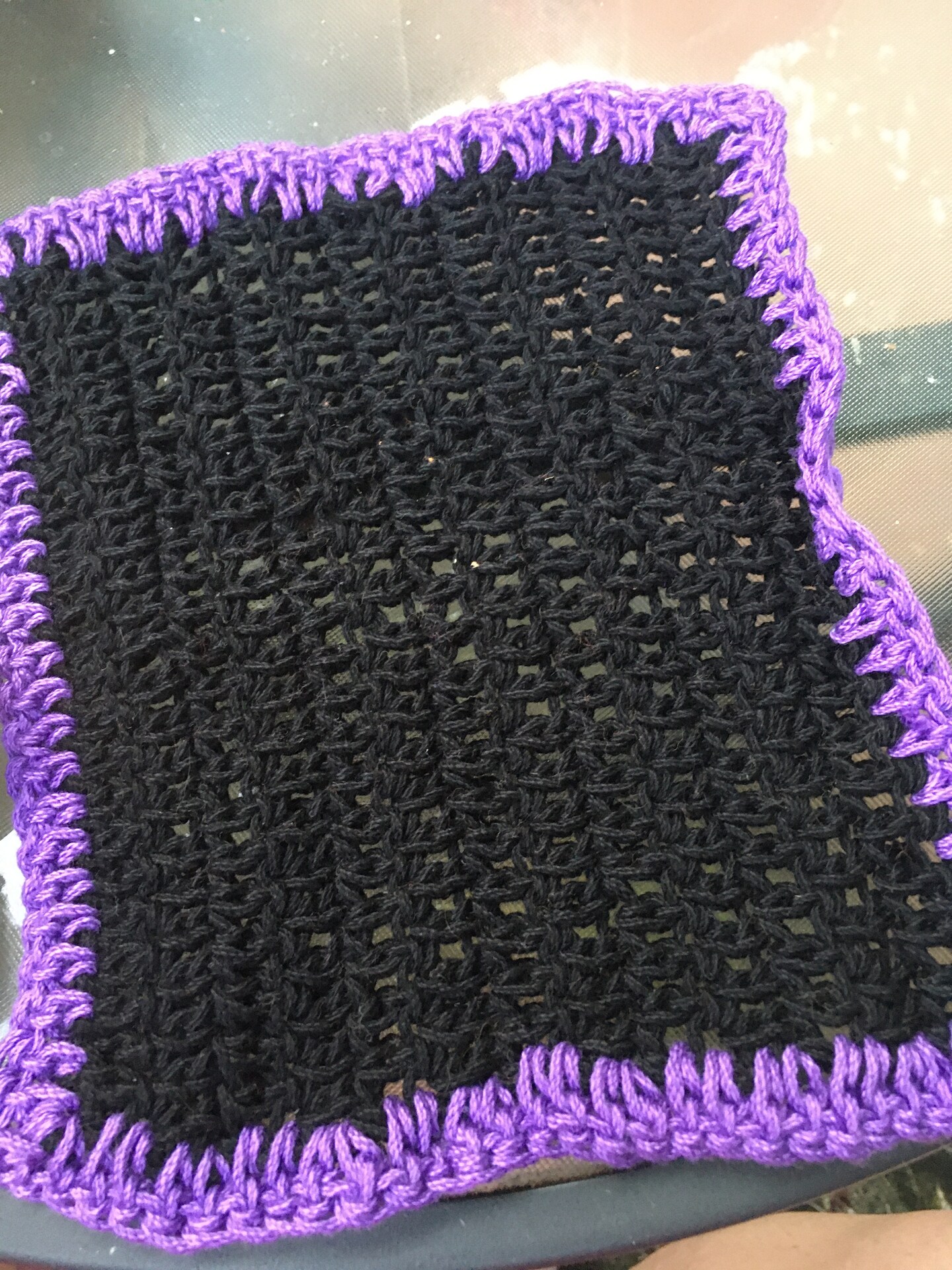 Crochet Dishcloth Handmade, Purple Black, Crochet Washcloth Cotton