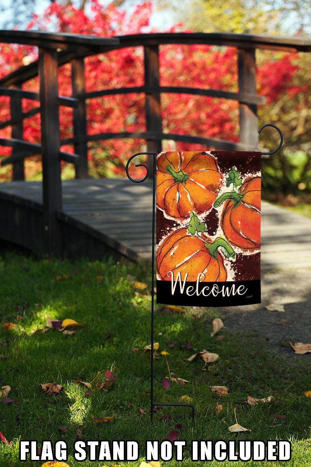 Painted Pumpkin Welcome Decorative Fall Double Sided Flag