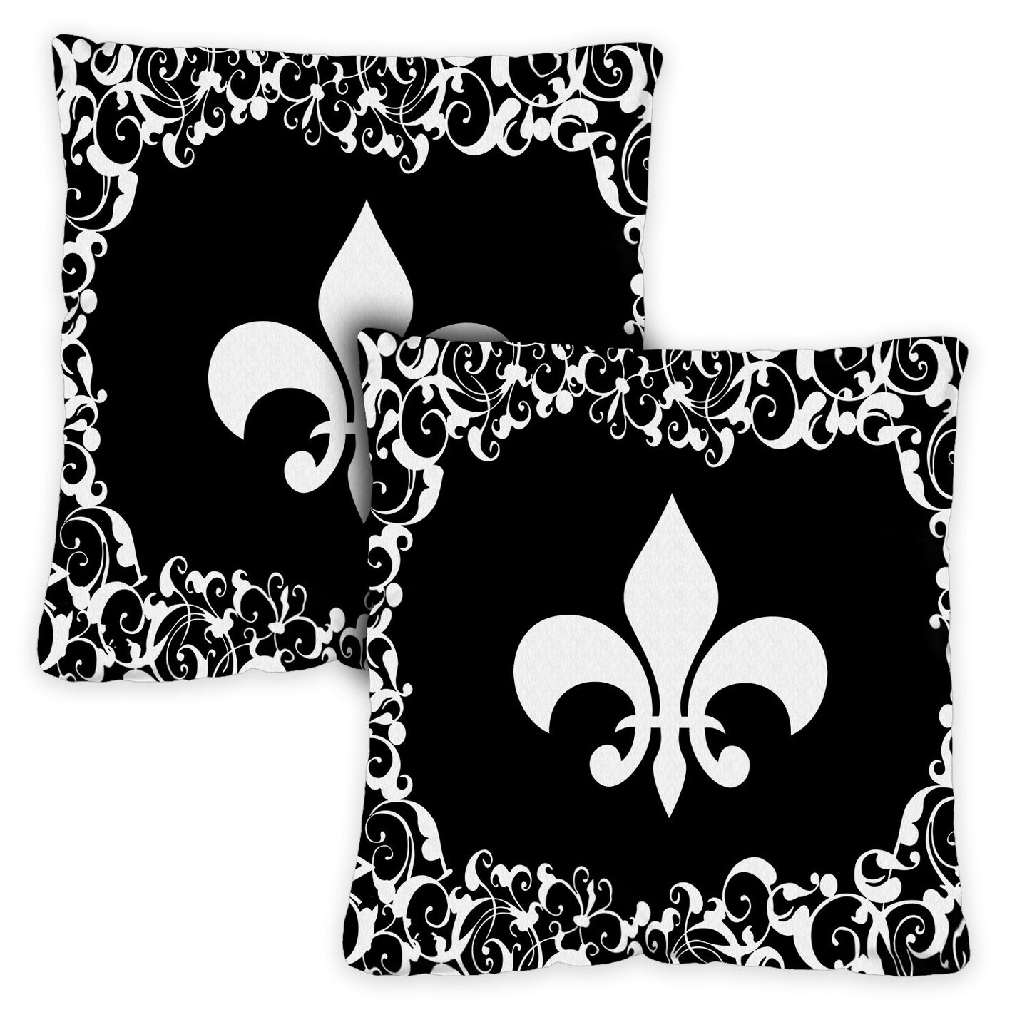 Fleur De-lis Decorative Spring Indoor/Outdoor Pillow Cover (set of 2)