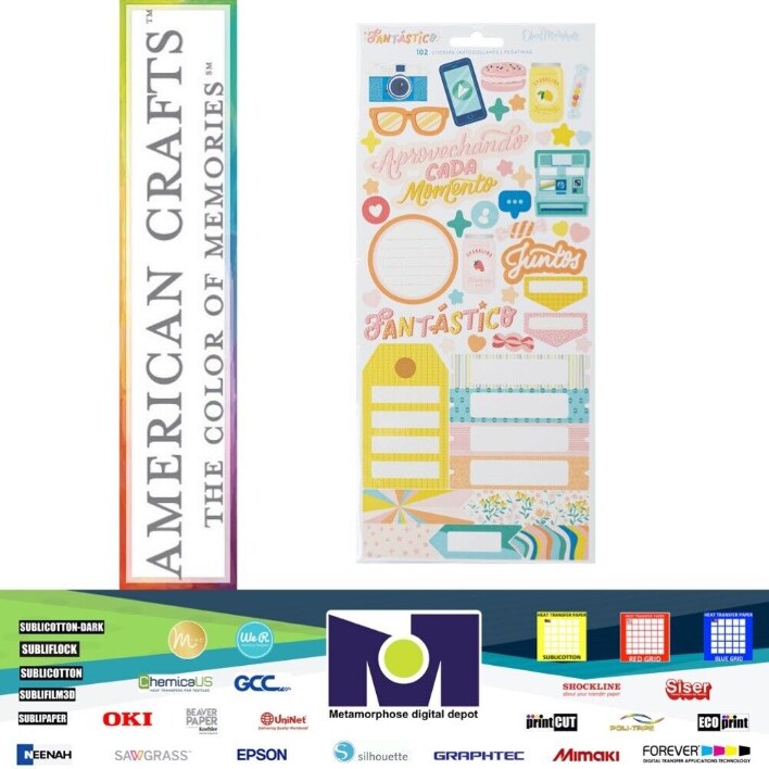 Obed Marshall - FANTASTICO COLLECTION - STICKER SHEET 6”x12” CARDSTOCK (102 PIECE) 34007833 by American Crafts