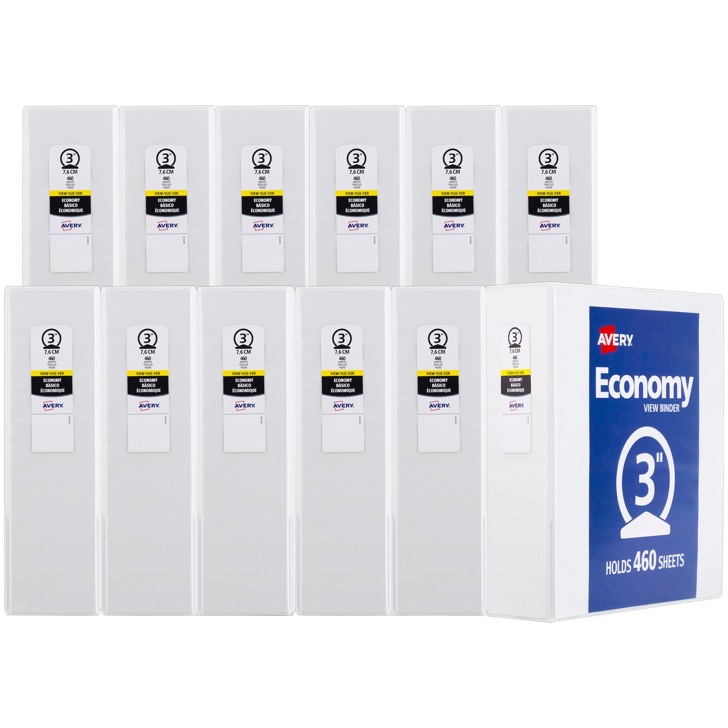 Avery Economy View 3 Ring Binder, 3&#x22; Round Rings, 1 White Binder (05741) - 12 Pack