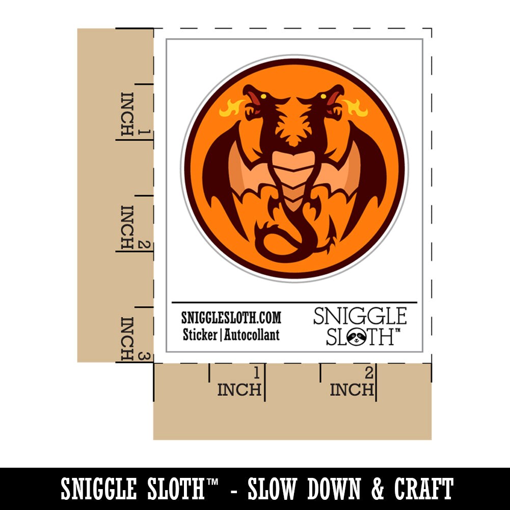 Two Headed Dragon Drake Wyvern Waterproof Vinyl Phone Tablet Laptop Water Bottle Sticker Set - 5 Pack