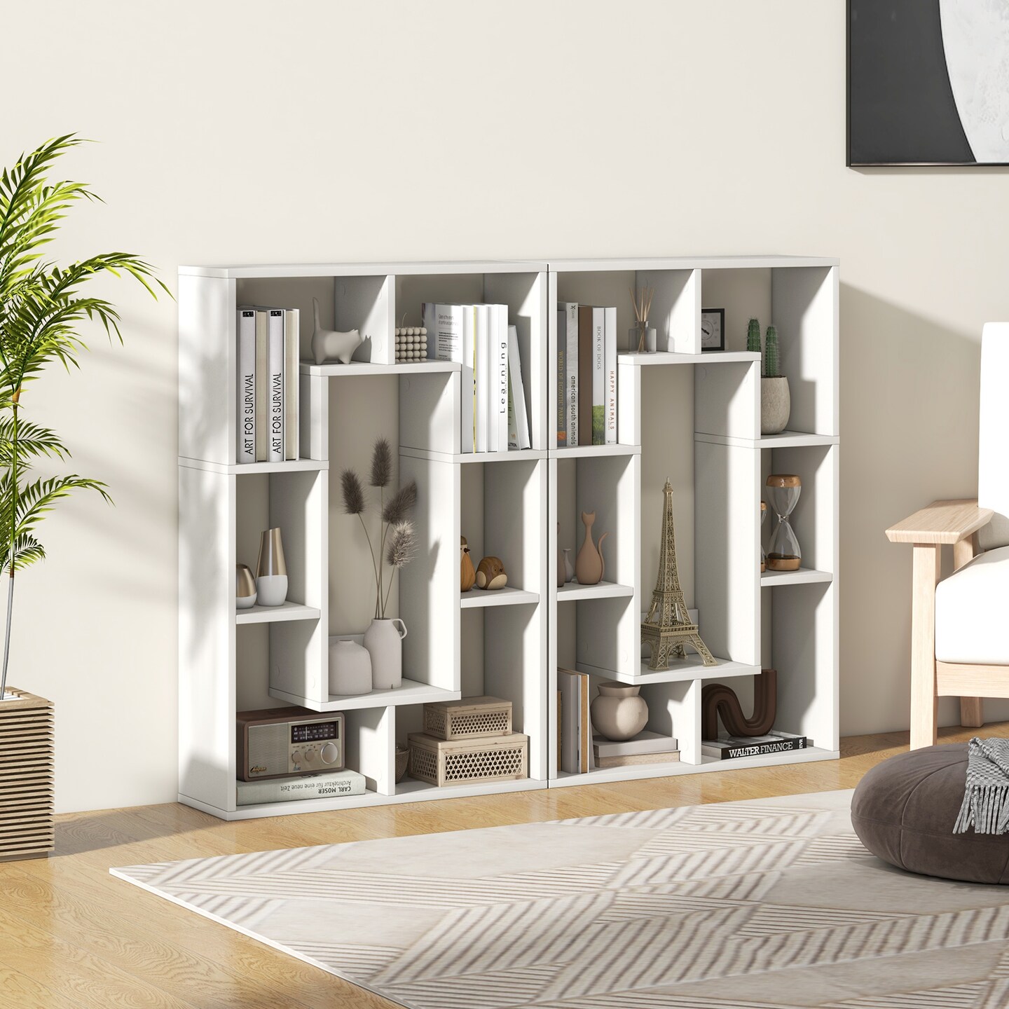 7-cube Geometric Bookshelf Modern Decorative Open Bookcase
