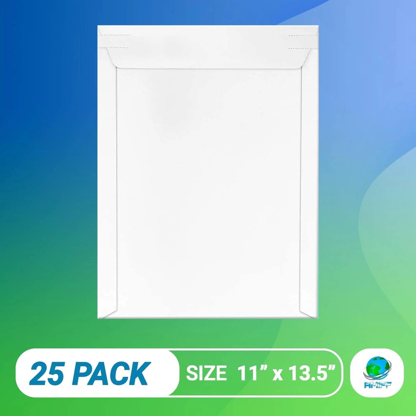 AMZ Rigid Mailers 11 x 13.5 Paperboard Mailers 11 x 13 1/2. Pack of 25 White Photo Mailers Stay Flat Mailers No bend Self Sealing Documents Chipboard Envelopes Mailing Shipping Packaging