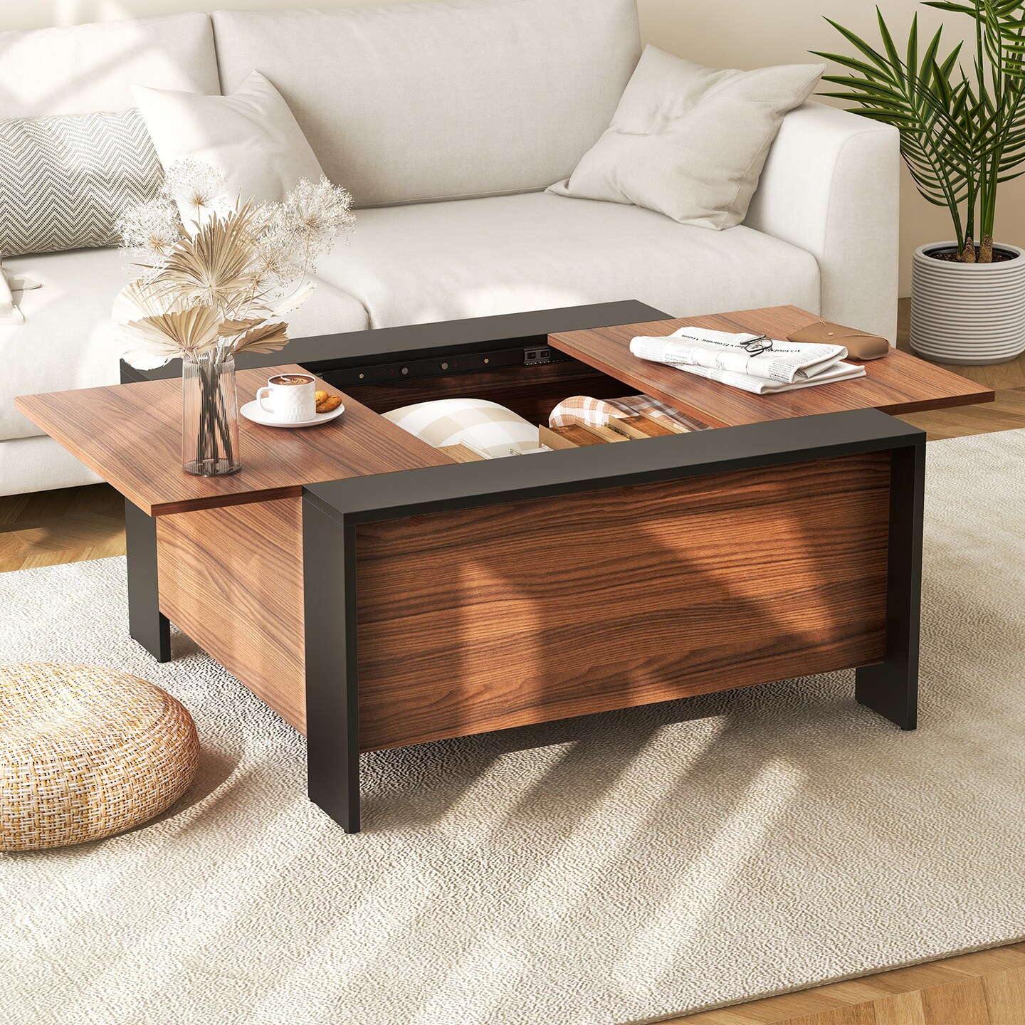 Coffee Table With Sliding Top And Hidden Compartment
