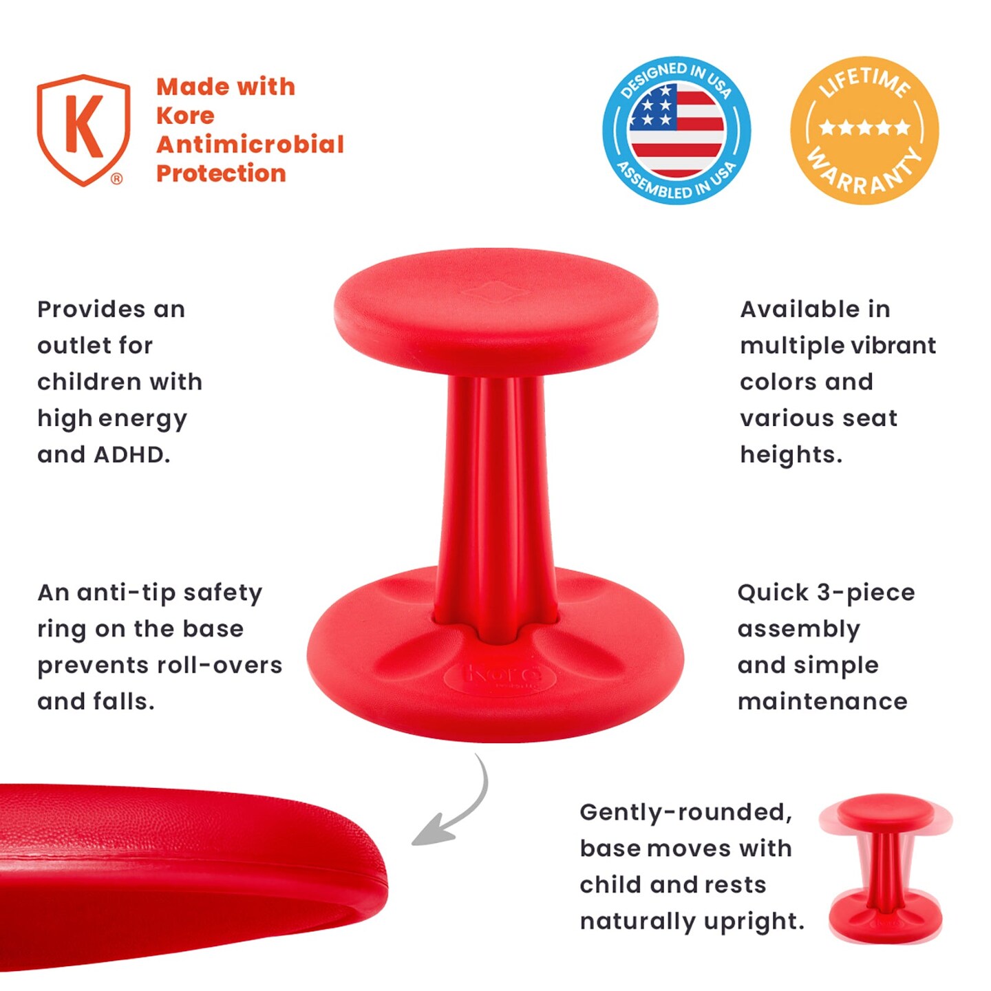 Kids Wobble Chair 14&#x22; Red