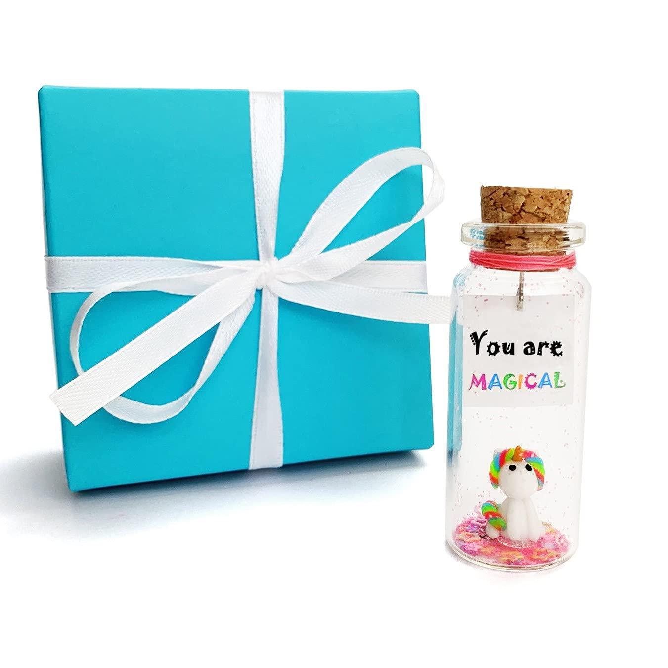Tiny Magical Message in a Bottle Gift Idea   Classy Inspirational Gifts for Him and Her   Unique Presents for Women and Men (Rainbow Unicorn   You Are Magical in Teal Gift Box)