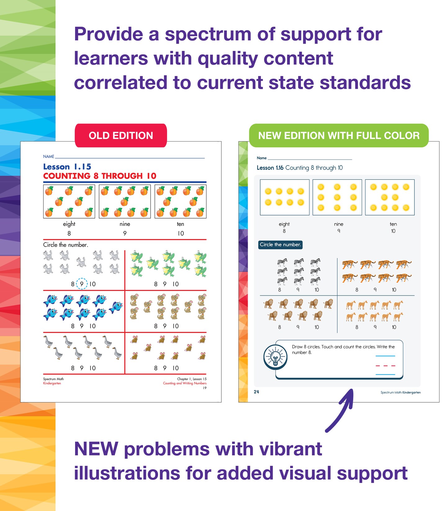 Spectrum Math Kindergarten Workbooks, Activity Book for Kids Ages 5-6 Covering Addition, Subtraction, Place Value, Shapes, Counting, and More, Mathematics Classroom or Homeschool Curriculum