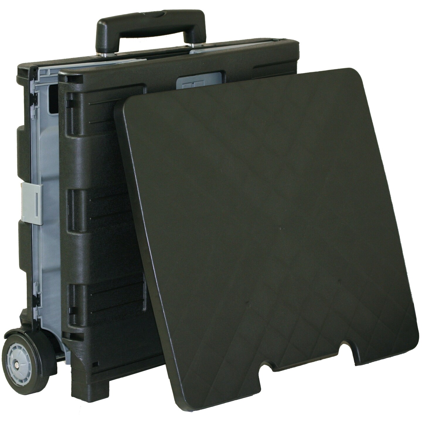 Folding Cart on Wheels w/Lid Cover, 16&#x22; x 18&#x22; x 15&#x22;, Black/Gray
