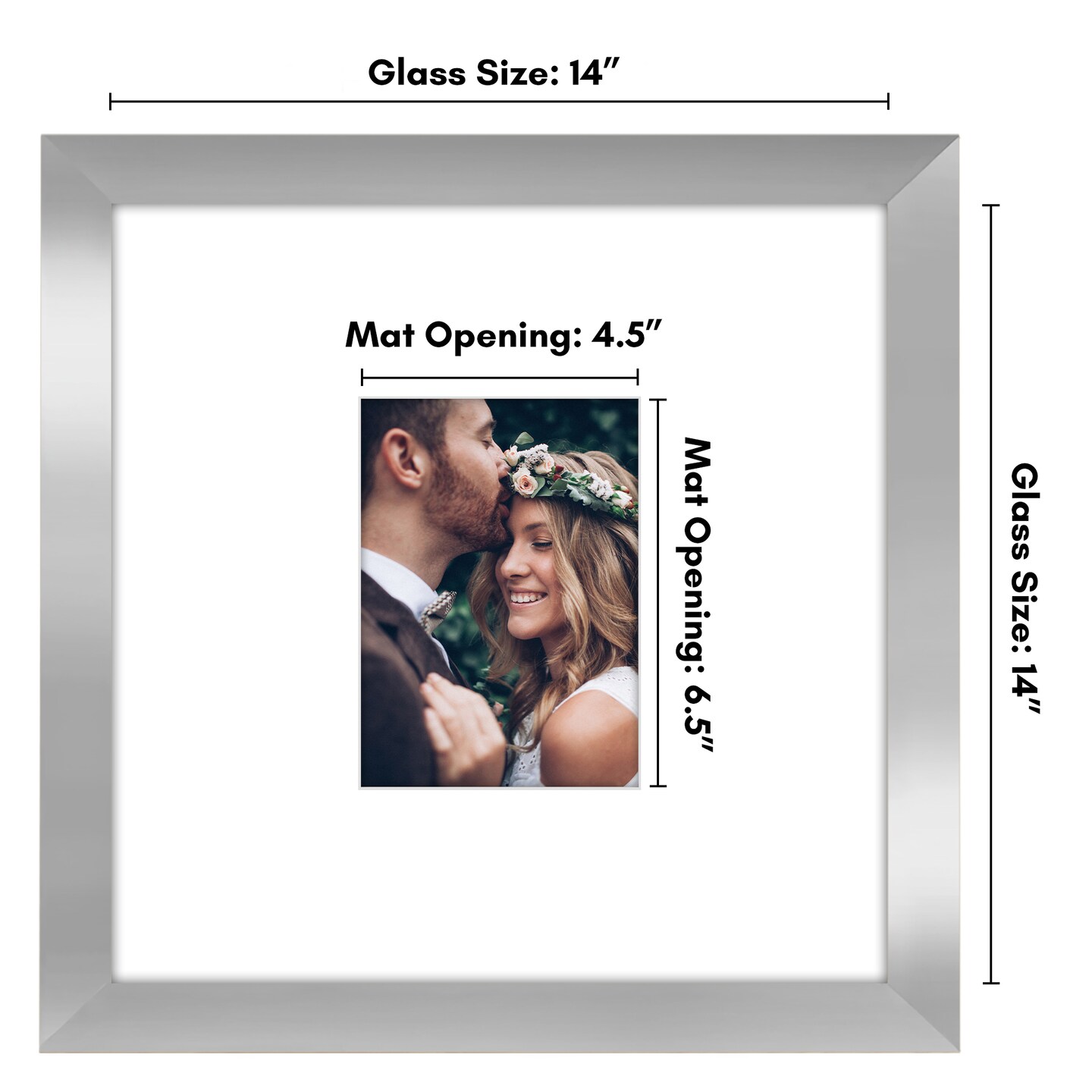 Americanflat 14x14 Wedding Signature Picture Frame - 5x7 with Mat or 14x14 without Mat - Signature Frame for Celebrations - Shatter Resistant Glass - Hanging Hardware
