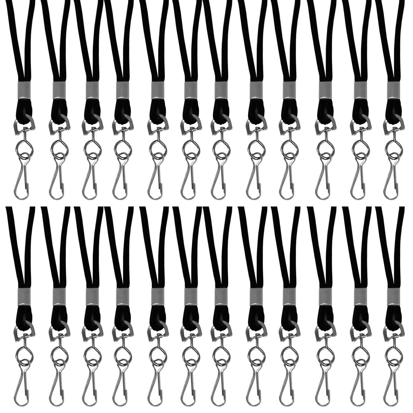 Standard Lanyard, Black, Swivel Hook, Pack of 24
