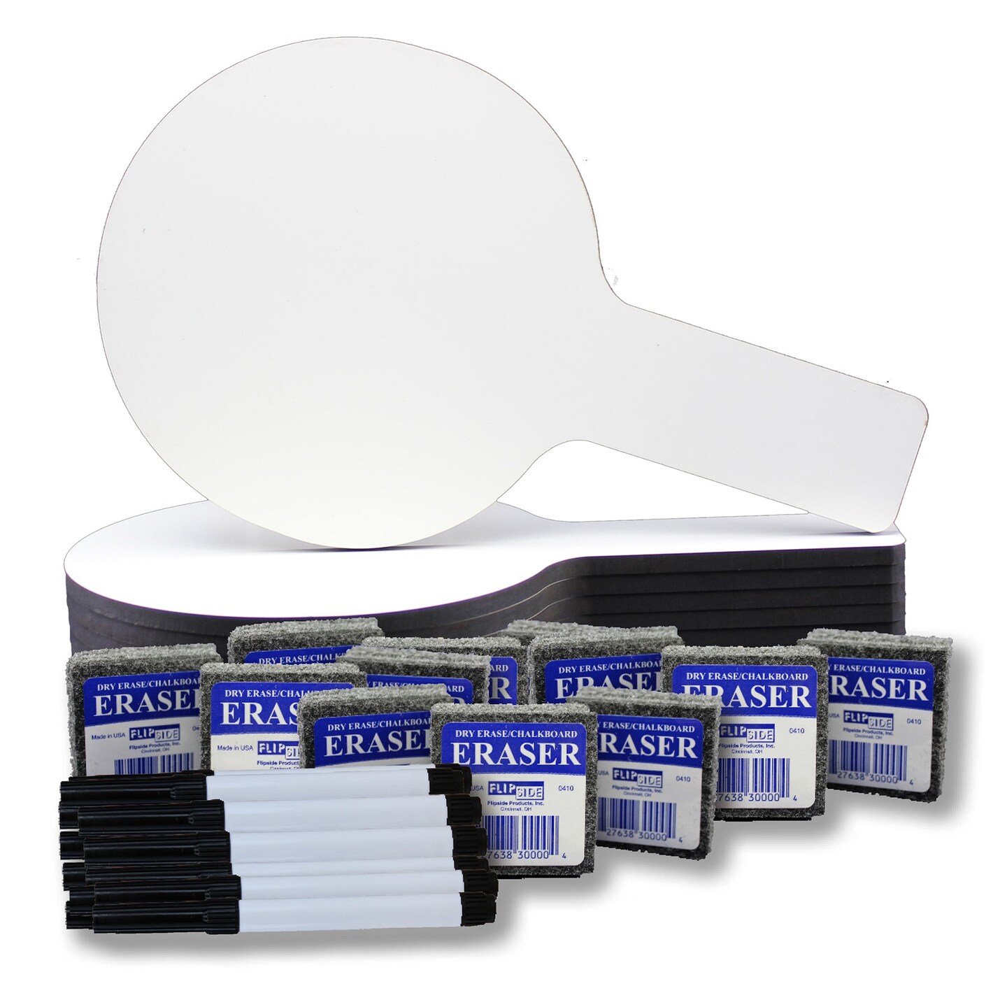 Mini Dry Erase Answer Paddles, Pens &#x26; Erasers, Class Pack of 12