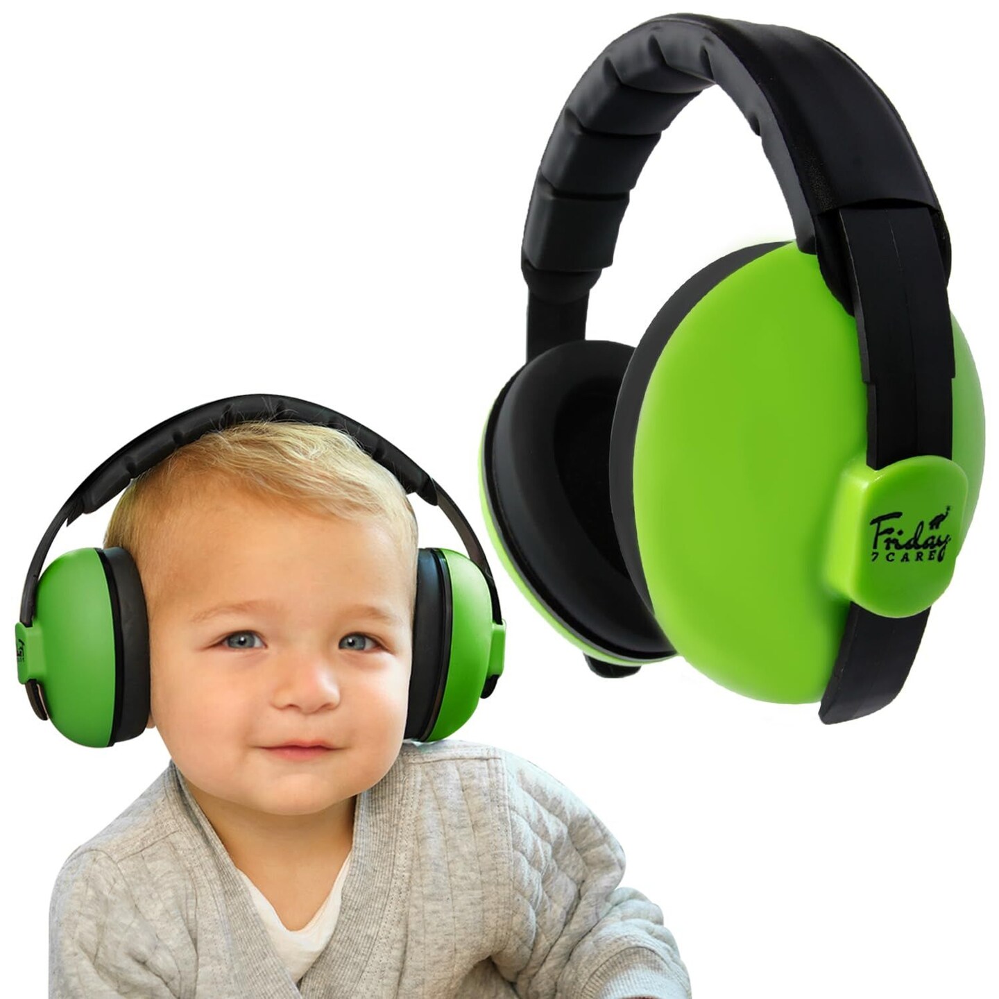 Friday 7Care Baby Headphones - Baby Ear Protection, Baby Noise Cancelling Headphones with Adjustable Headband for Ages 0-36 Months, Green