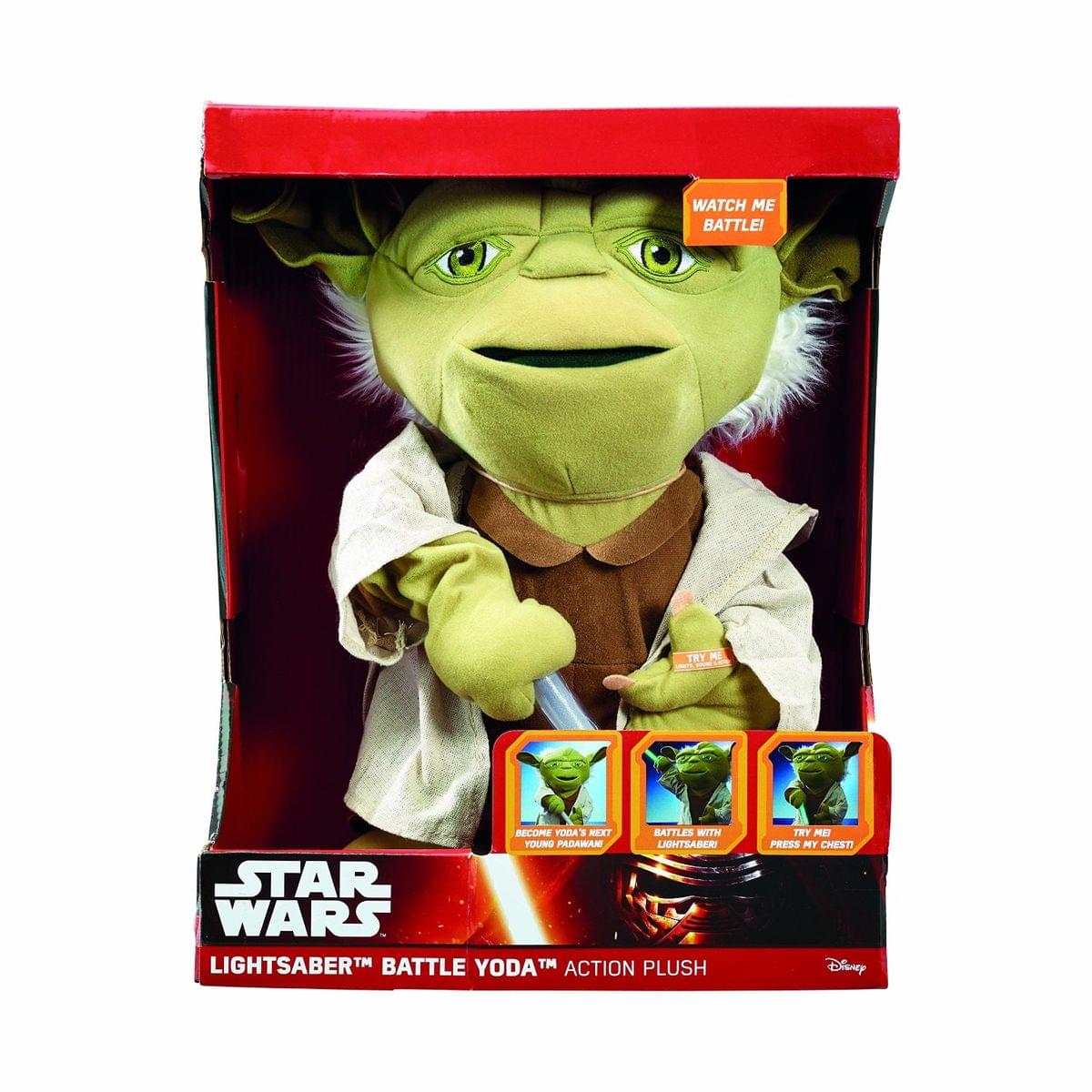 Star Wars Lightsaber Battle Yoda 16&#x22; Action Plush