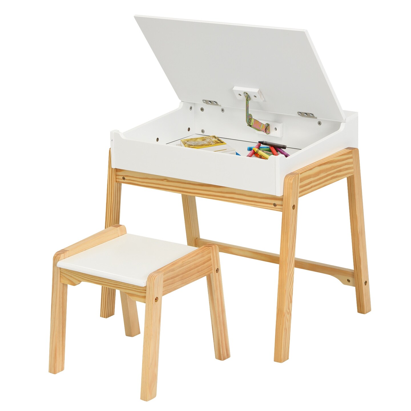 Children Activity Art Study Desk And Chair Set With Large Storage Space For Kids Homeschooling