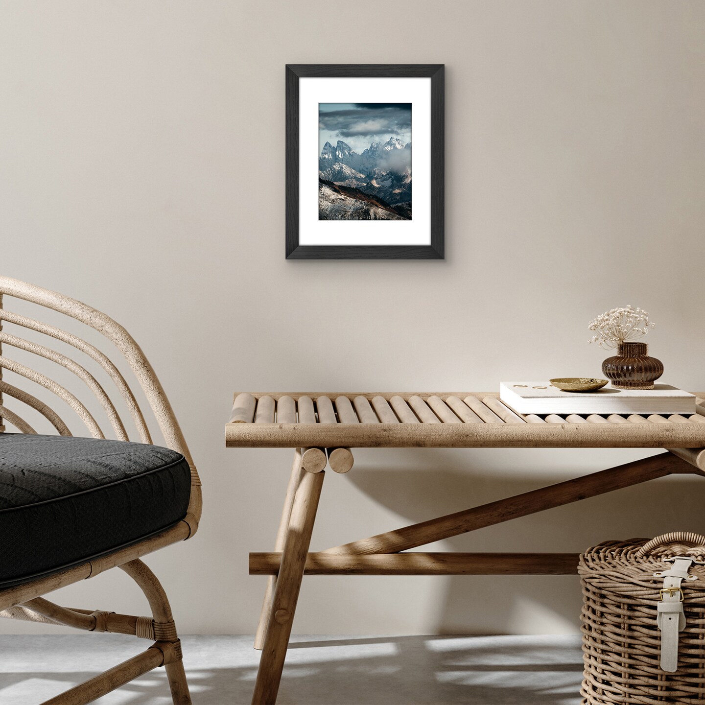 Americanflat Picture Frame with Wide Molding with Mat - Modern Wide Molding Photo Frame - Shatter Resistant Glass - Hanging Hardware - Includes Easel