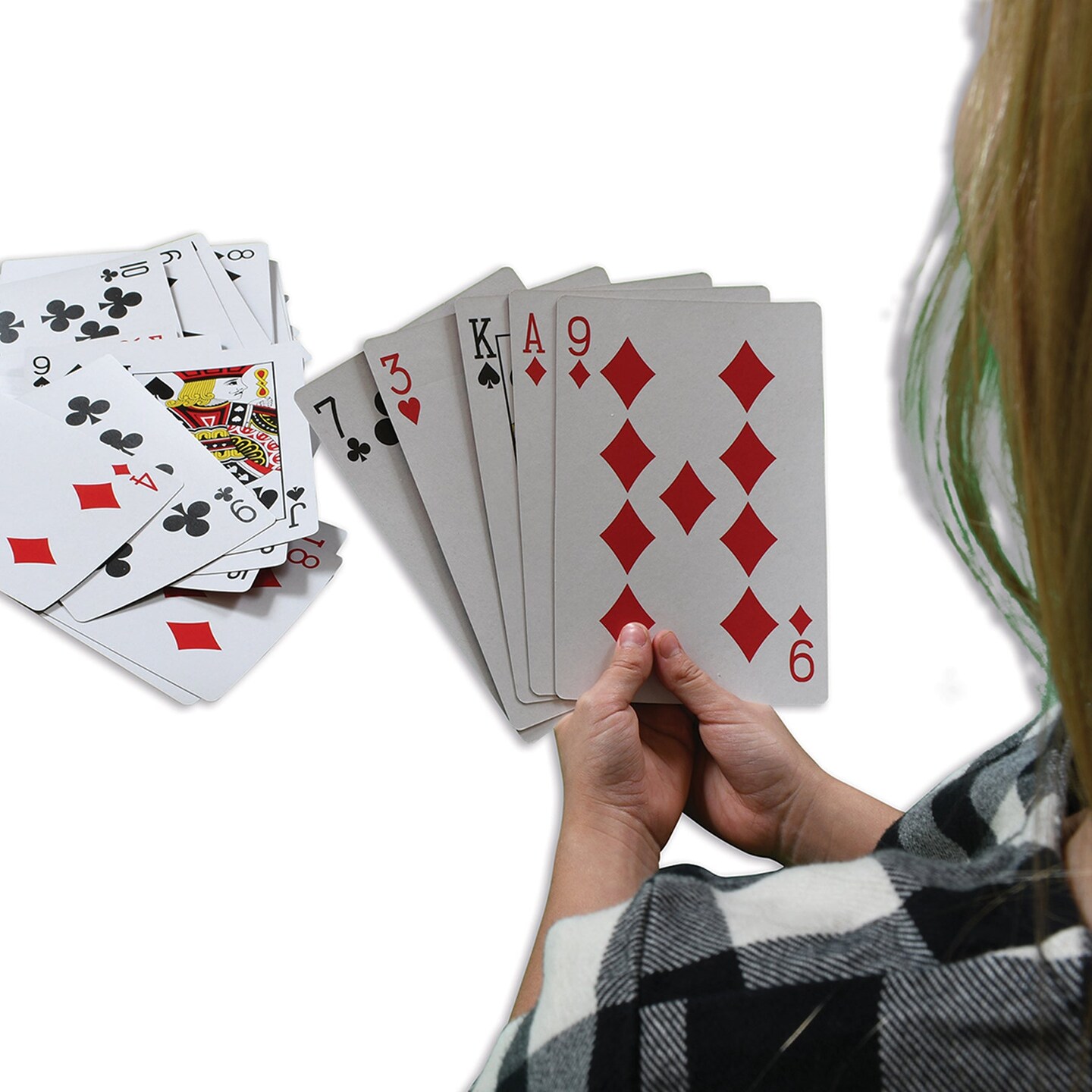 Giant Playing Cards, 4.50&#x22; x 6.75&#x22;, 52 Per Pack, 2 Packs