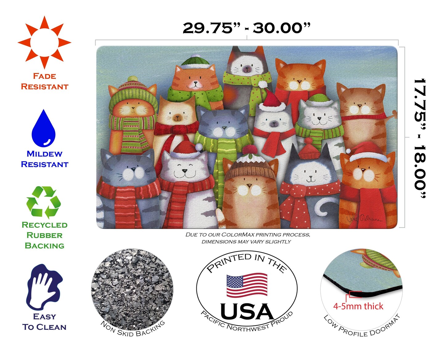 Cat Caroling Door Mat (18 x 30&#x22;)