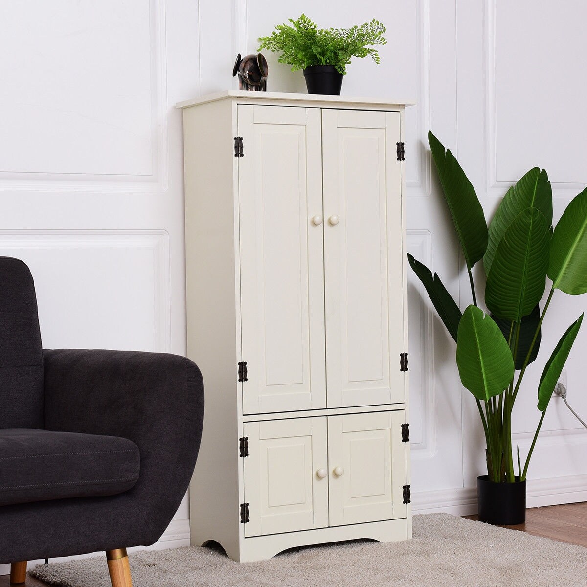 4-door Accent Storage Cabinet with Adjustable Shelves - 24" x 13" x 49" (L x W x H)