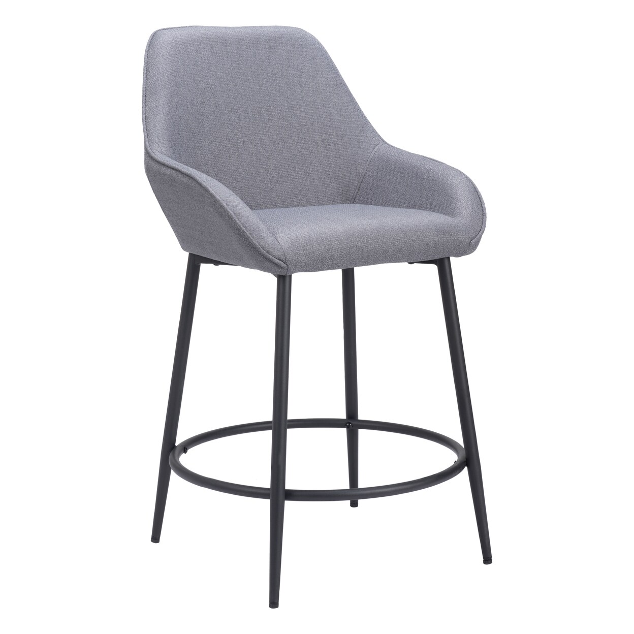 Vila Counter Stool Set Of 2 Gray Polyester Steel Modern Art Deco Style