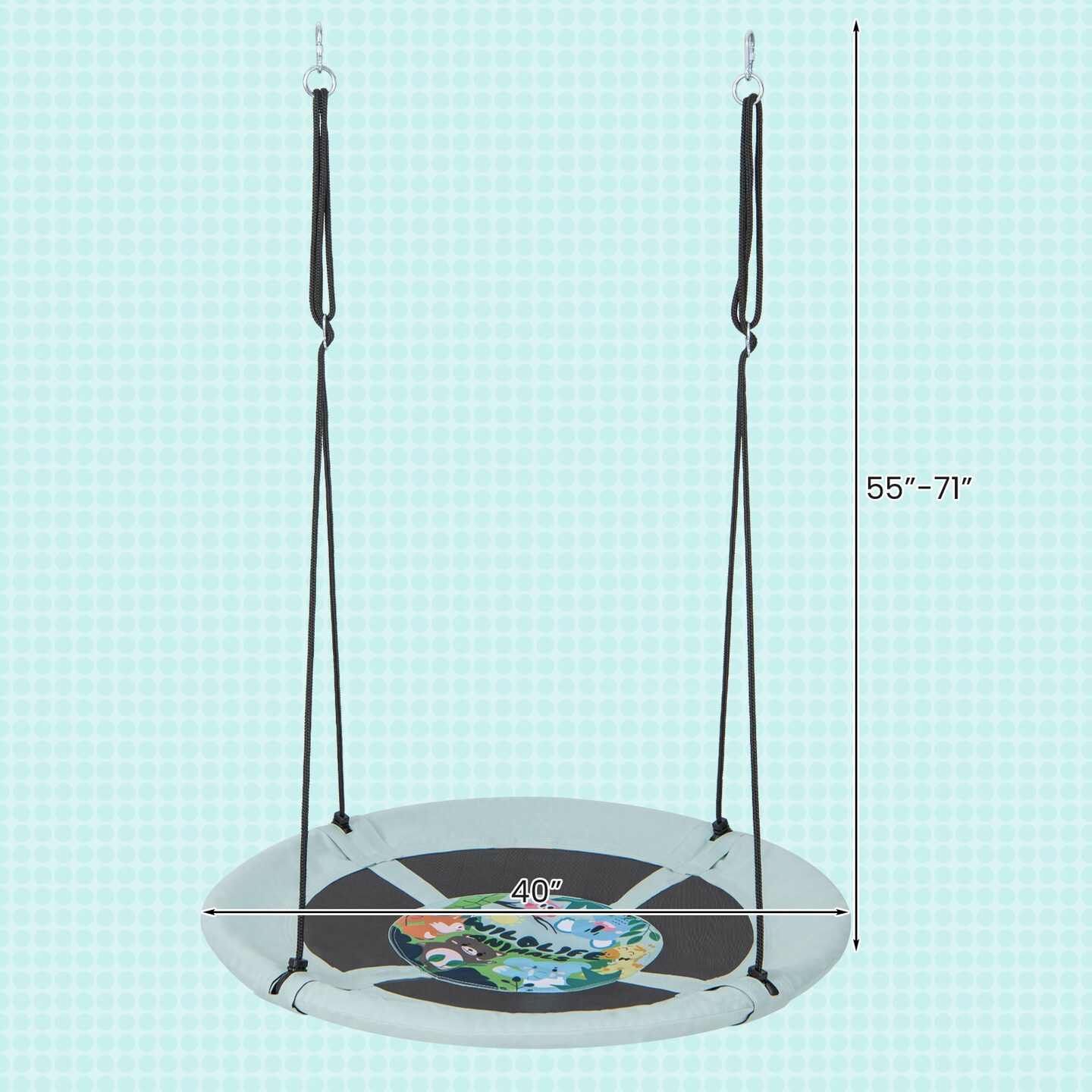 40 Inches Saucer Tree Swing with Adjustable Hanging Ropes and 900D Oxford Fabric