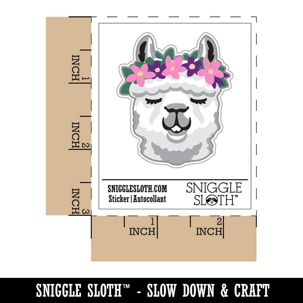 Flower Crown Llama Head Waterproof Vinyl Phone Tablet Laptop Water Bottle Sticker Set - 5 Pack