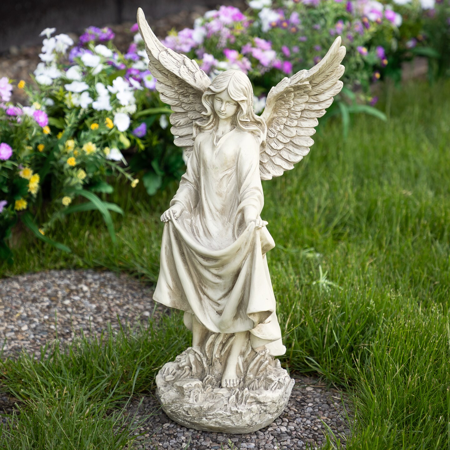 Northlight Standing Angel Outdoor Garden Bird Bath or Feeder Statue - 23.25&#x22;