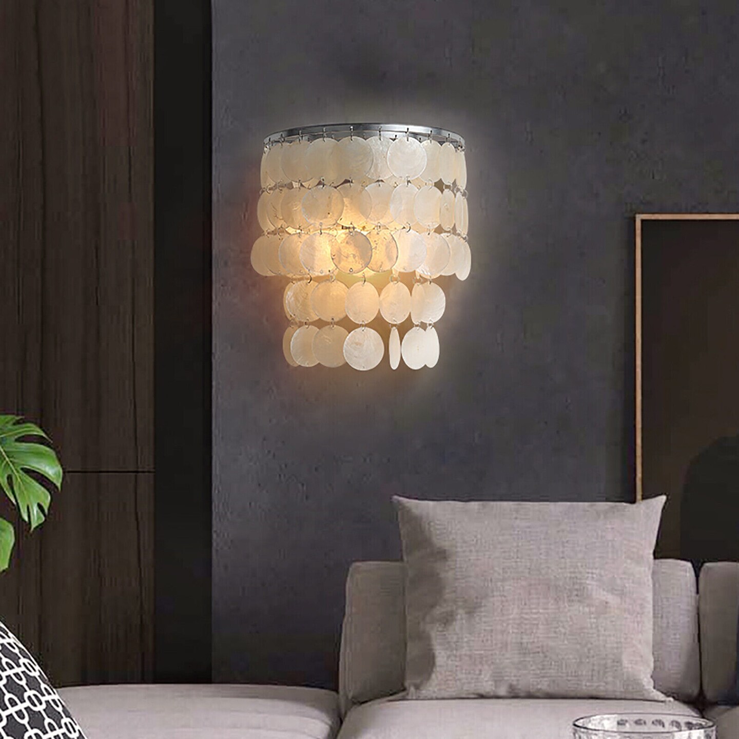 Kitcheniva Modern White Shell Wall Sconce Lamp Fixture