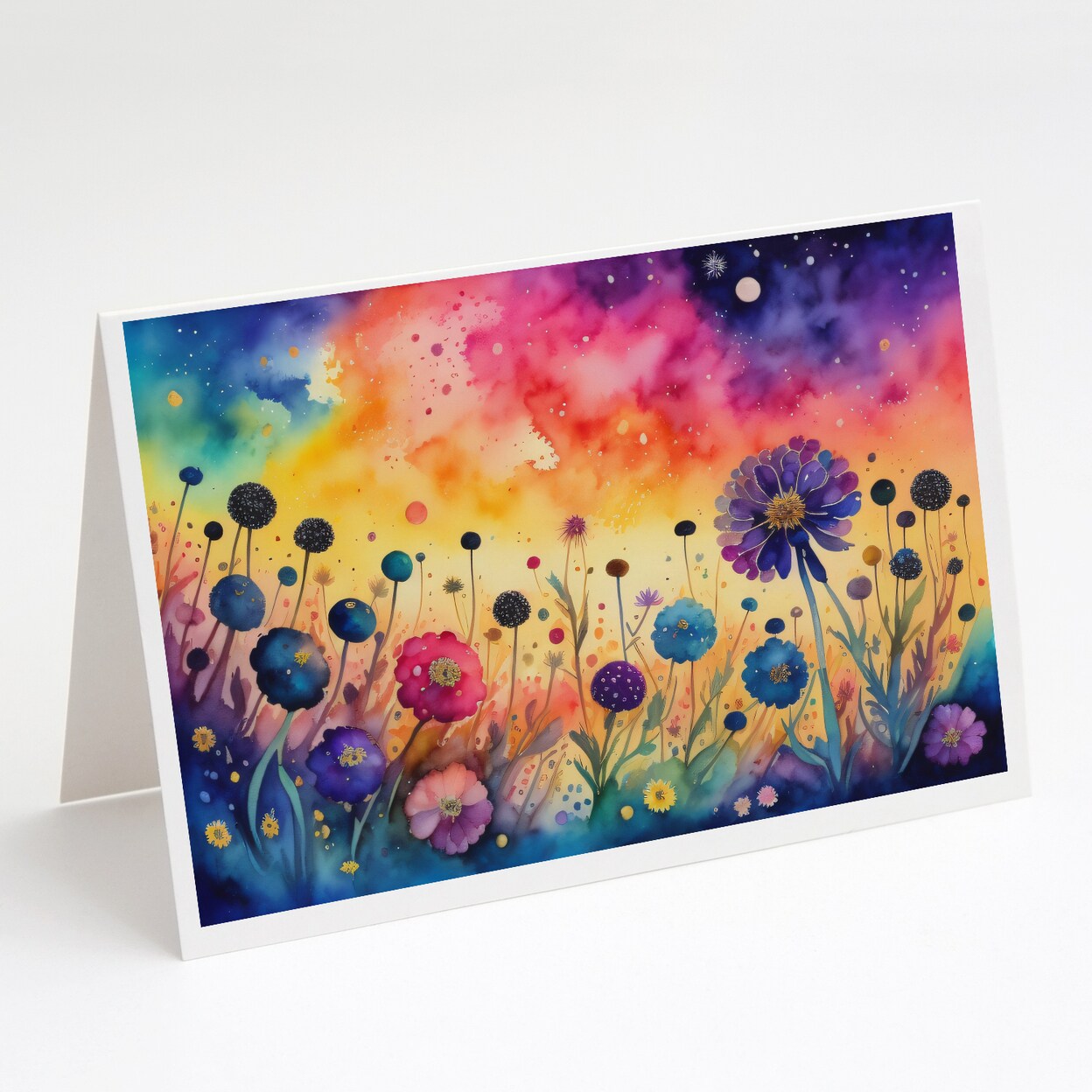 Caroline&#x27;s Treasures Scabiosa in Color Greeting Cards and Envelopes Pack of 8