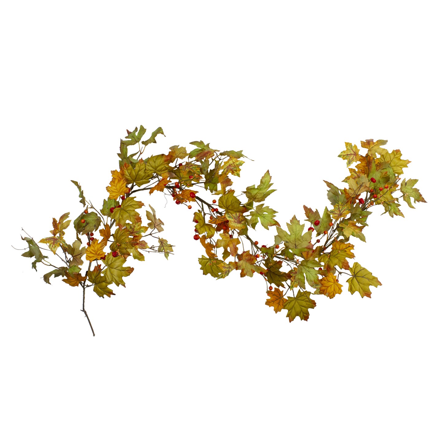 Northlight 5&#x27; x 6&#x22; Leaves and Berries Artificial Thanksgiving Garland - Unlit