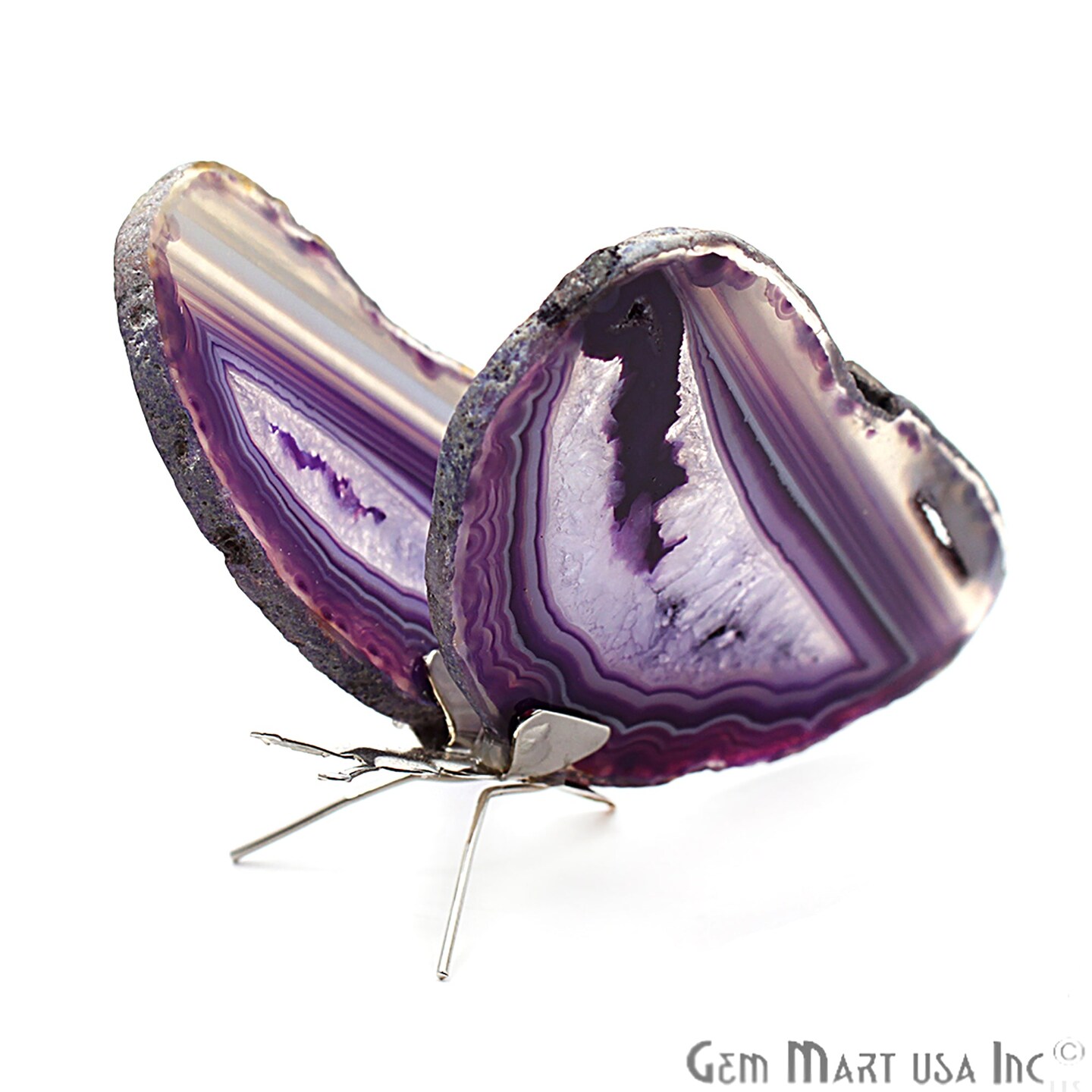 Agate Slice Butterfly, Natural Agate D&#xE9;cor, Butterfly Wing Home D&#xE9;cor, Agate Geode, Natural Gemstone Butterfly, Housewarming Gift (BFLY)
