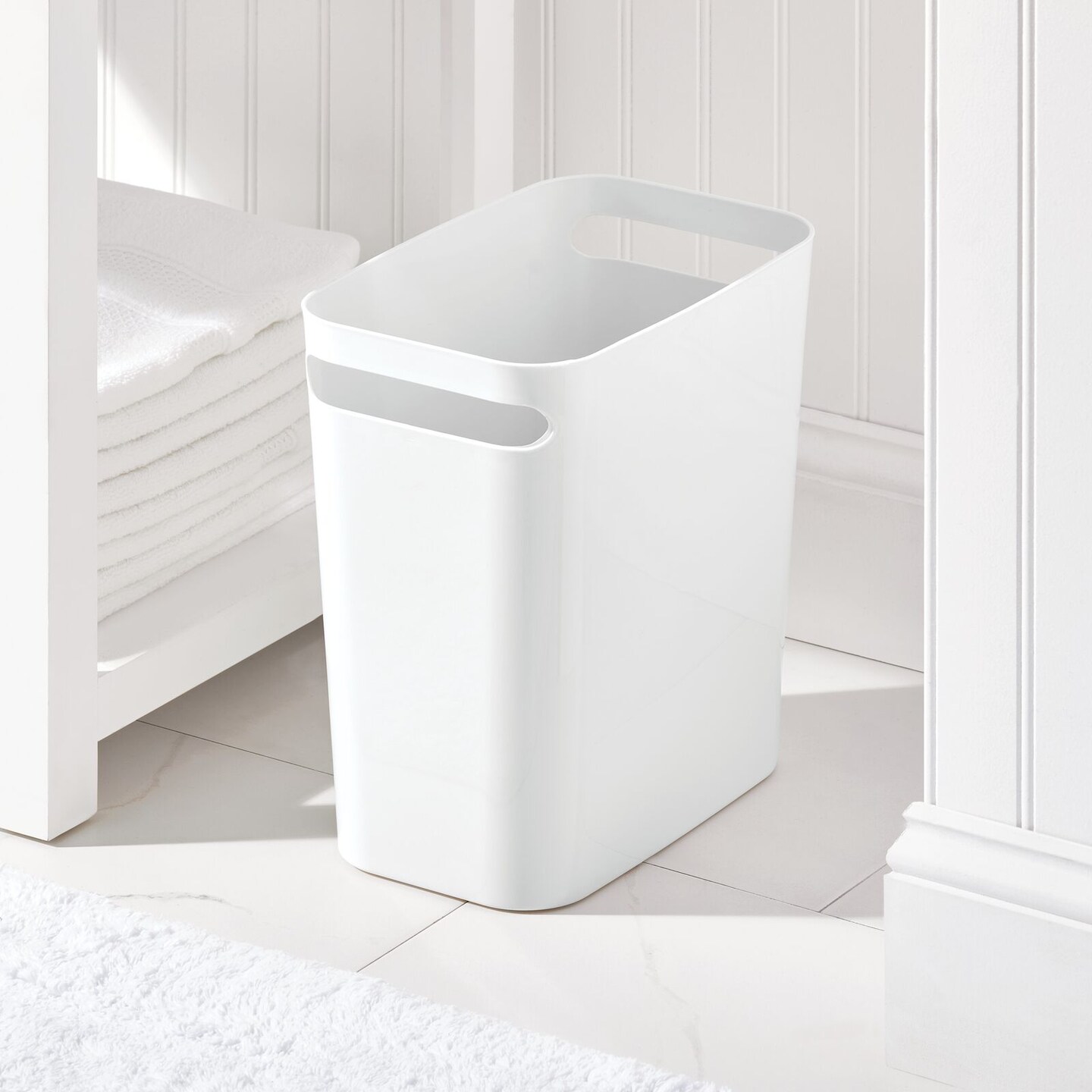 mDesign Slim Plastic Trash Can Garbage Wastebasket, 12" High - 2 Pack