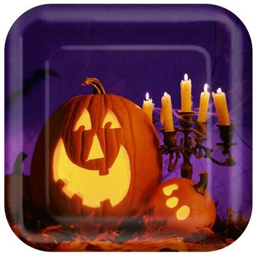 Happy Carving Halloween Square Plates 9&#x22;