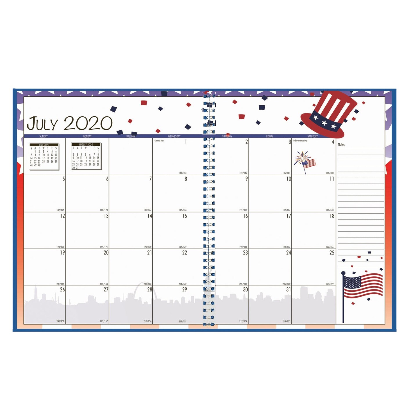 Academic Seasonal Monthly Calendar Planner, 12 Months July-June, 7&#x22; x 10&#x22;