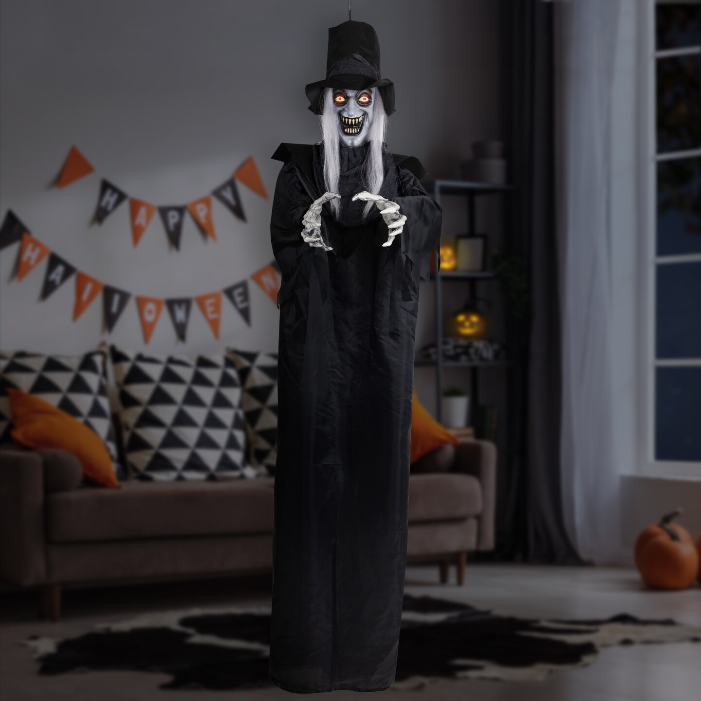 Northlight Lighted Ghoul with Sound Activation Hanging Halloween Decoration - 6&#x27;