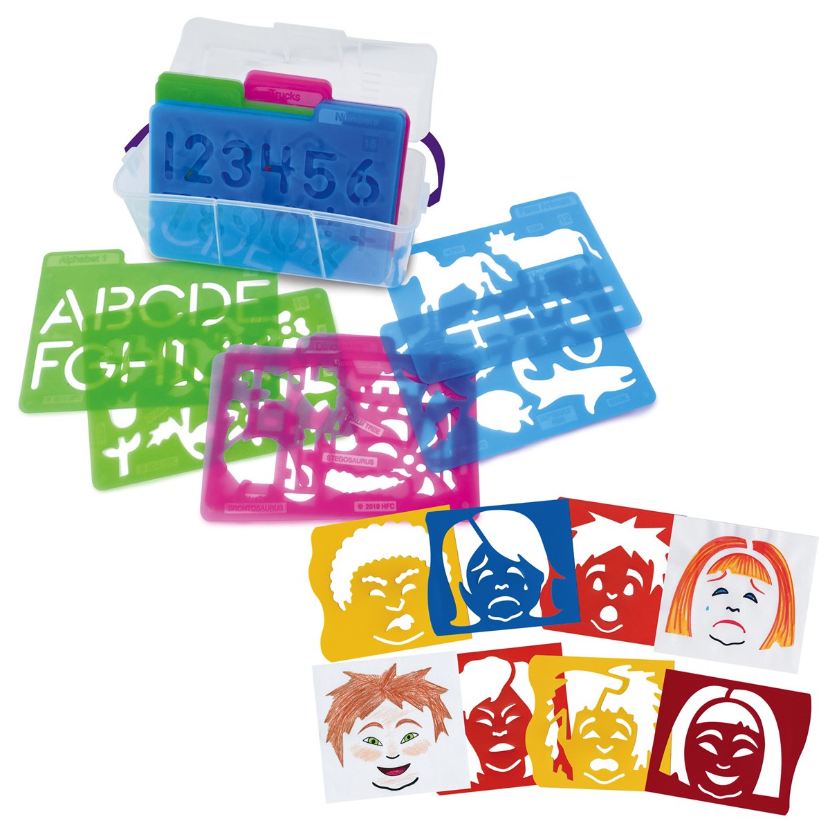 Kaplan Early Learning Company Stencil Mill Set - ABCs, 123s, Animals, People & Emotions