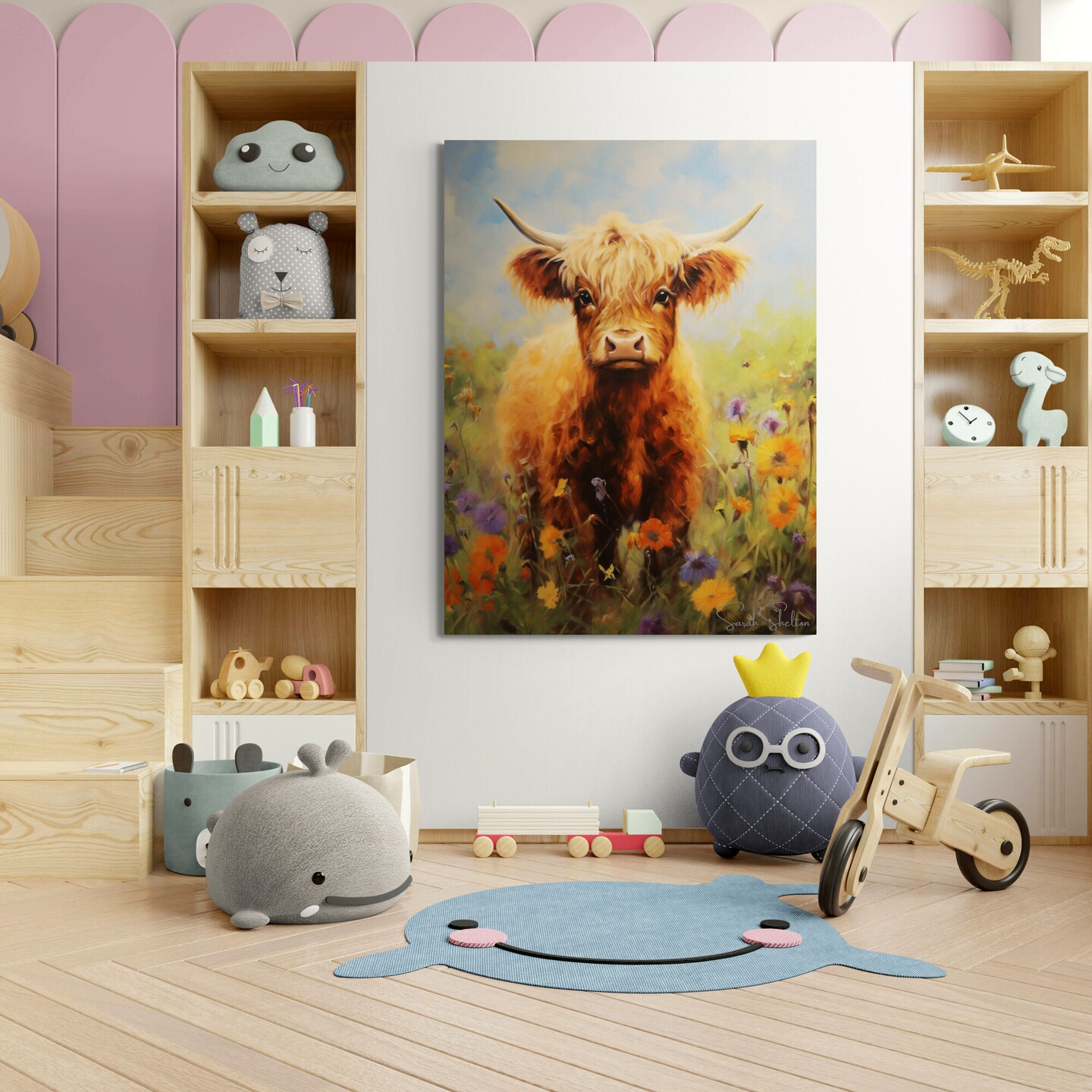 Hand Painted Cow Print on Premium Canvas Farmhouse Wall Decor for Nursery Gift for Farmer Ranch Home Decor Gift - image8