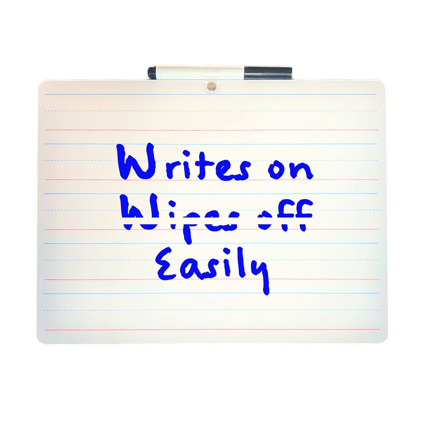 Two-Sided Primary Ruled/Blank Dry Erase Board with Attached Marker, 9&#x22; x 12&#x22;, Pack of 3