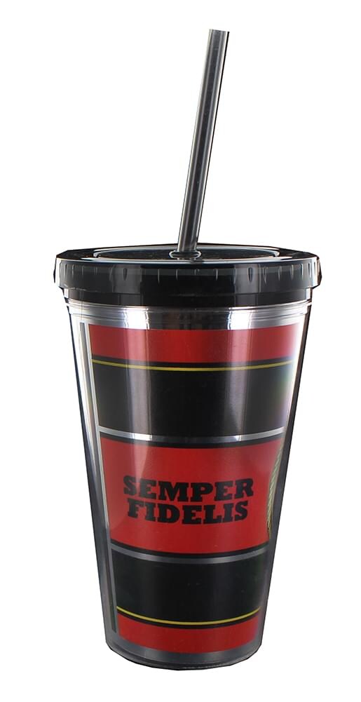 U.S. Marine Corps &#x22;Semper Fidelis&#x22; 16oz Carnival Cup w/ Straw