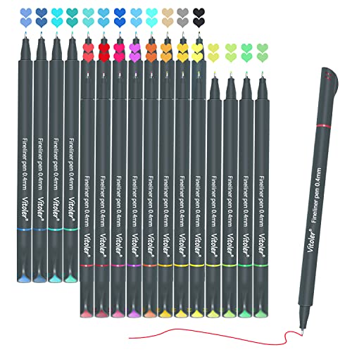 24 Colored Journaling , Fine Line Point Drawing Marker Pens for Writing Journaling Planner Coloring Book Sketching Taking Note Calendar Art Projects Office School Supplies (24 Colors)