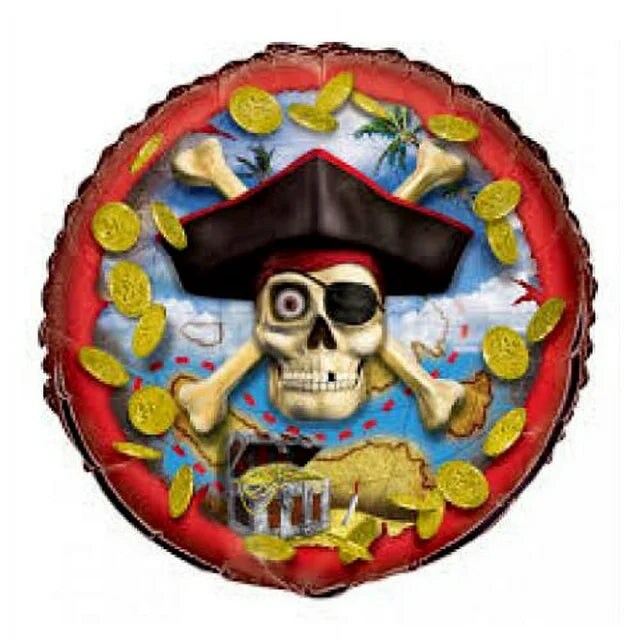 Skull and Treasure 18&#x22; Round Foil Balloon, 1ct