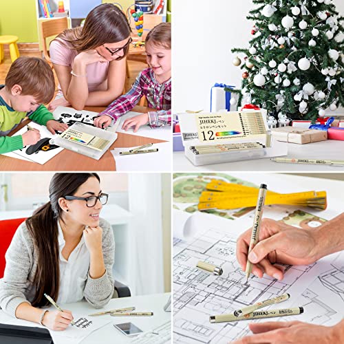 12 Pack, Art Pens Anime Pens Sketch Pens Precision Multiliner Pens ink Pens Calligraphy Pens Design Pens Office School Supplies Drawing Supplies Artists Line Art Supplies Design Supplies