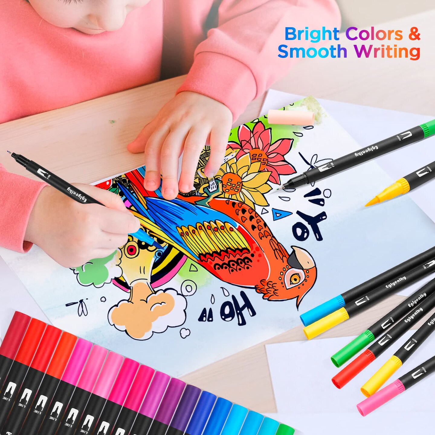 36 Marker Colored Markers for Adult Coloring, Coloring Books for Adults Relaxation, Set Felt Tip Marker with Brush and Fine Tip for Adult Teen Kid Coloring