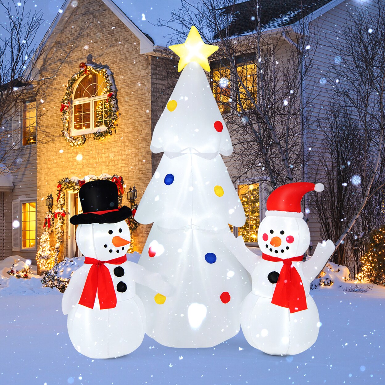 Gymax 6FT Tall Inflatable Lighted Blow up Tree Christmas Decor ...