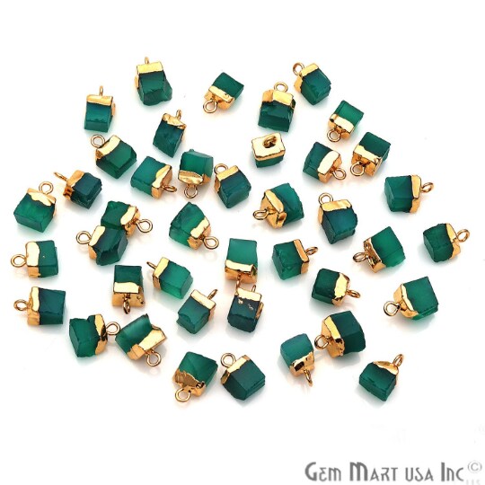 Rough Gemstone Pendant, Birthstone Raw Pendant, Gold Electroplated Connector Charms, 11X6mm (Approx), 1 pc, GemMartUSA (50469)