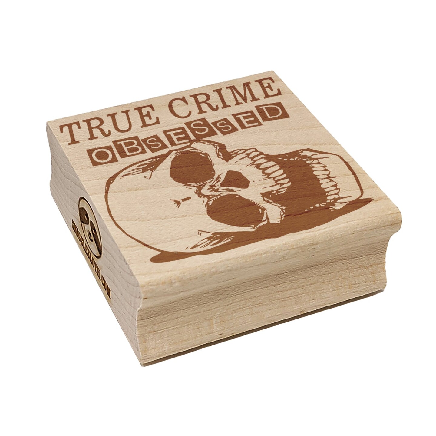 True Crime Obsessed Skull Square Rubber Stamp for Stamping Crafting