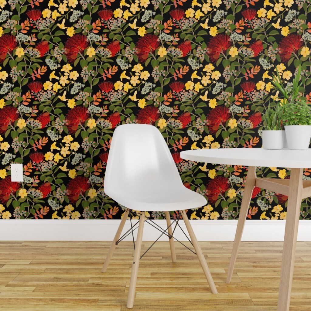 Dark Floral Wallpaper Peel and Stick Removable wallpaper Traditional w   Scandi Home