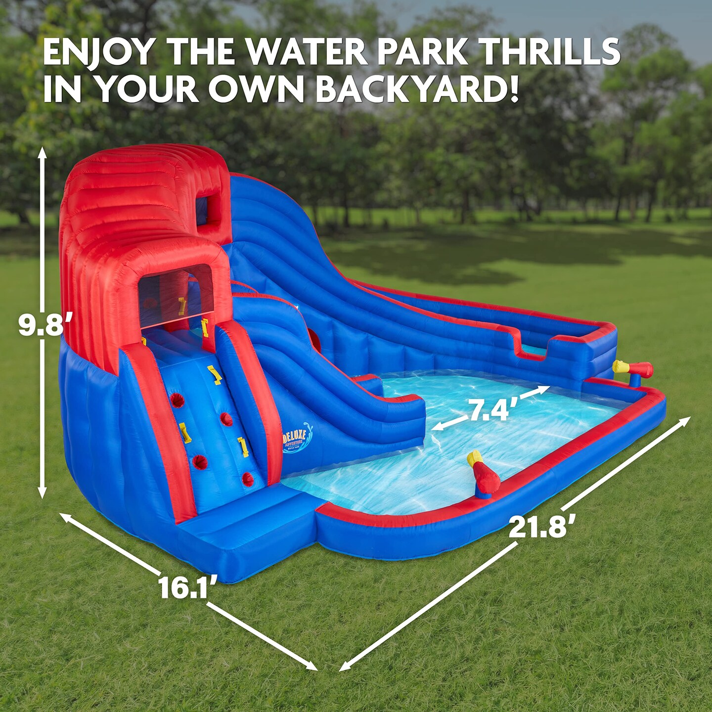 Sunny &#x26; Fun Inflatable Kids Backyard Water Slide Park w/Slides &#x26; Pool