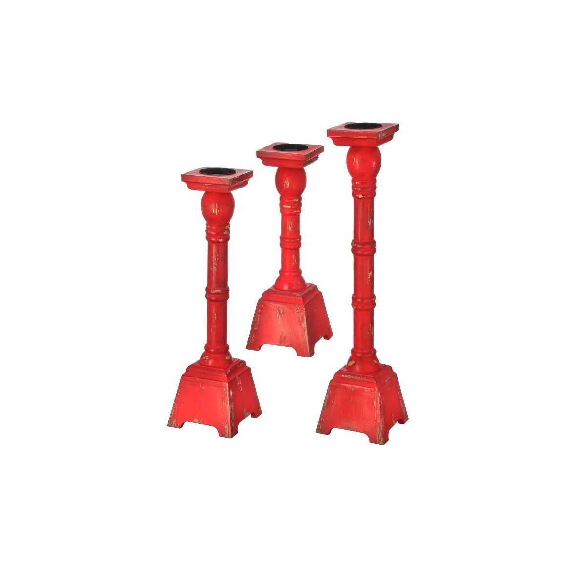 Contemporary Home Living Set of 3 Red Christmas Candle Stands 20&#x22;